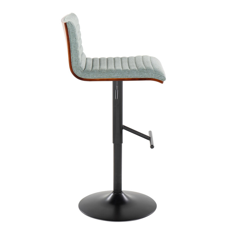 Lakyia Swivel Upholstered Adjustable Height Counter Stool with Metal Frame, Green Polyester Blend/ Black Base