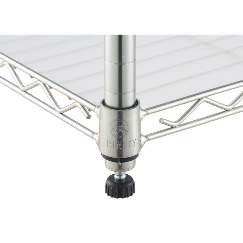 Étagère grillagée en acier à 4 niveaux TRINITY EcoStorage NSF (l 36 po x P 14 po), Chrome