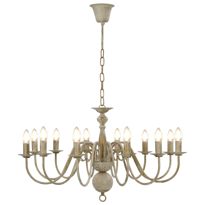 Cheeks 12 - Light Candle Style Chandelier, Beige