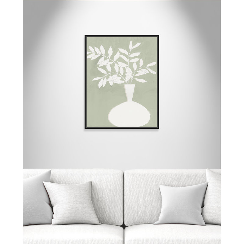 «Sage Vase II» par Aria K, L 23,5 po x H 29,5 po, Framed Canvas, Black Floater