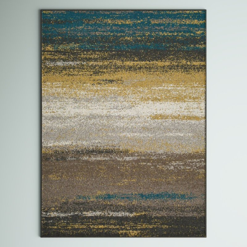 Tapis intérieur / extérieur multicolore en laine Elle, Rectangle 8 pi x 11 pi