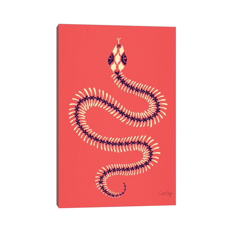 Strickler melon squelette serpent, H 8 po x l 12 po x P 0,75 po, Toile avec cadre noir, Pas de tapis