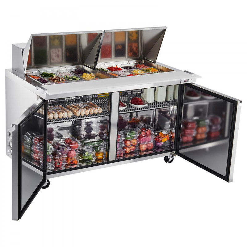 Commercial Sandwich Prep Table Refrigerator Food Prep Fridge Double Door