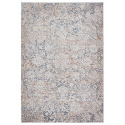 Tapis de couloir floral beige / gris