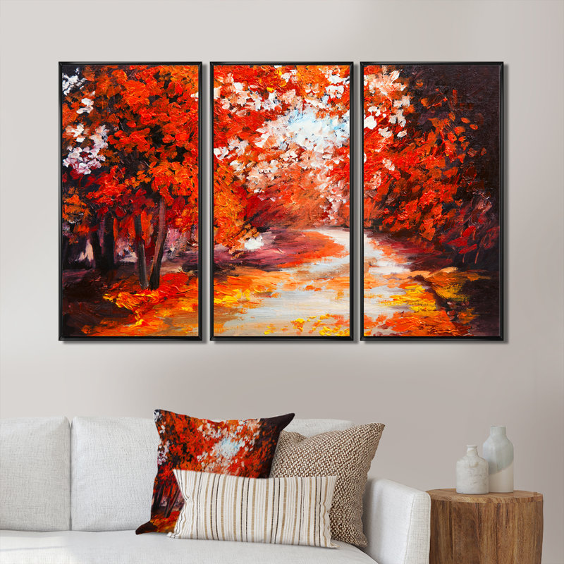 «Forest in the Fall», ensemble d'art mural sur toile encadré paysage, Noir, H 28 po x l 36 po