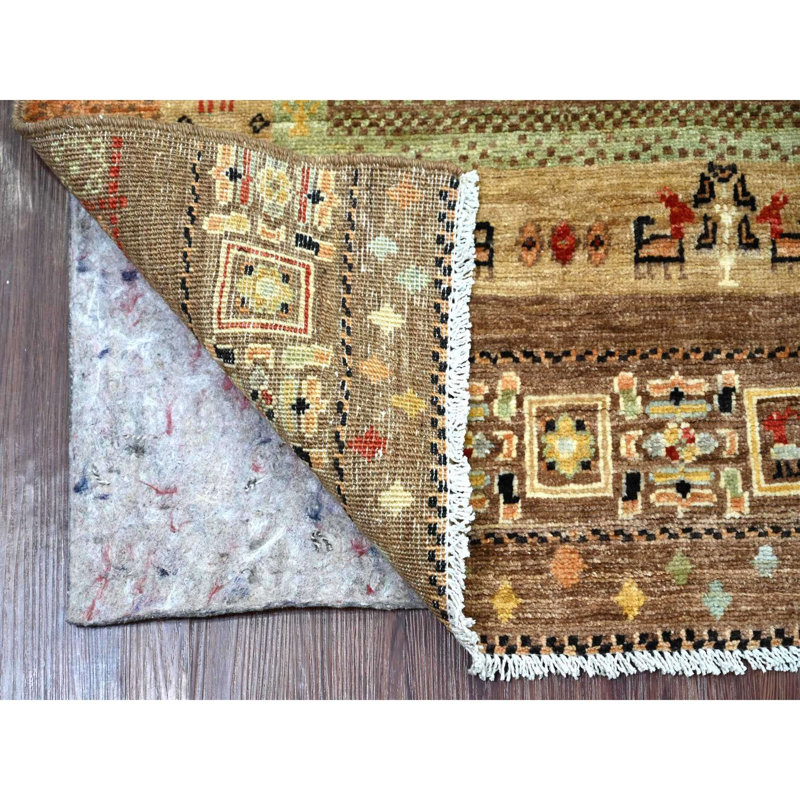 Nuances de brun 2 pi 7 po x 7 pi 9 po, noué à la main, beaux kashkuli Gabbeh avec figurines de petits animaux, laine douce, colorants végétaux, tapis de couloir, tapis oriental