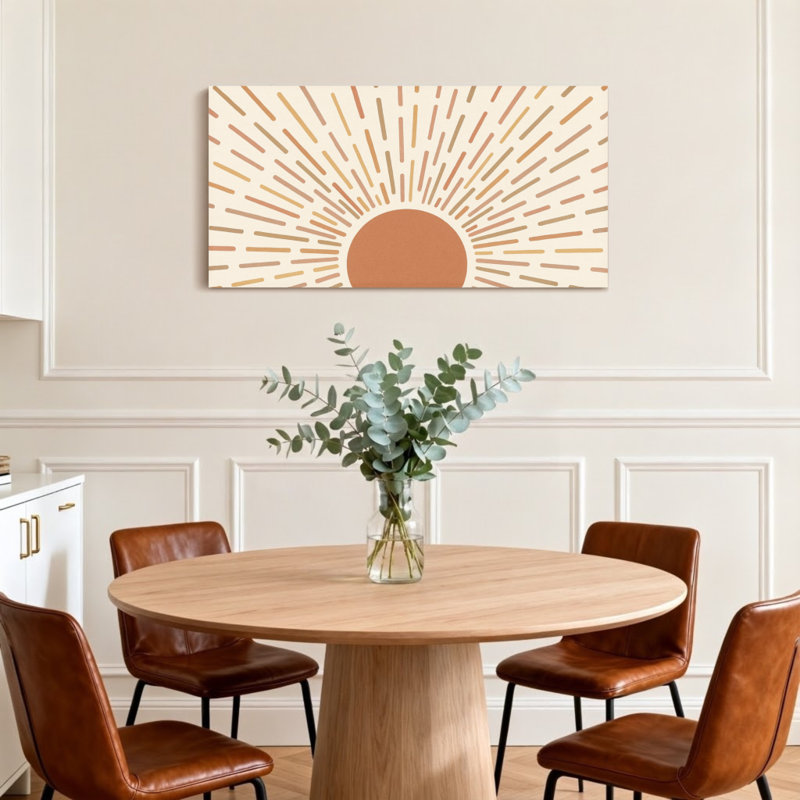 Motif Sunburst tendance avec des tons chauds et des lignes rayonnantes, H 20 po x l 40 po