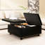 Grand rangement carré de style Mid-Century avec boutons, rangement moderne en similicuir noir, rembourrage confortable-235930265