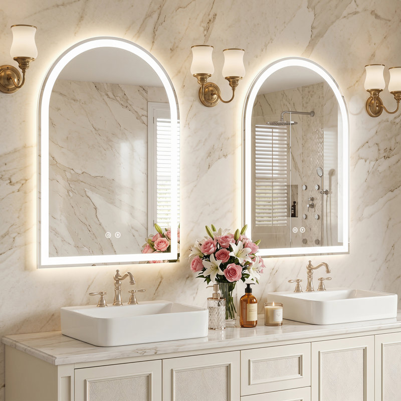 Miroir de salle de bain mural à DEL, 27,56 po x 16,69 po