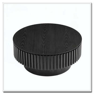 Table basse ronde en bois avec rangement