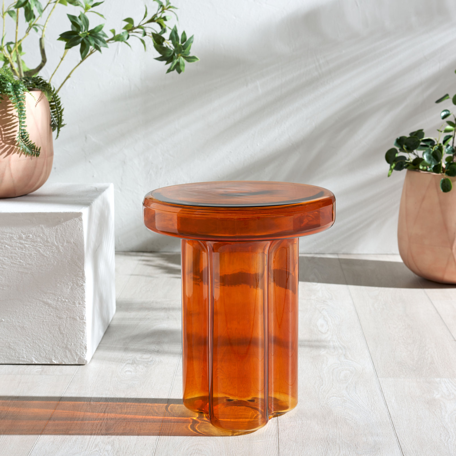 Padraic Glass End Table, Orange