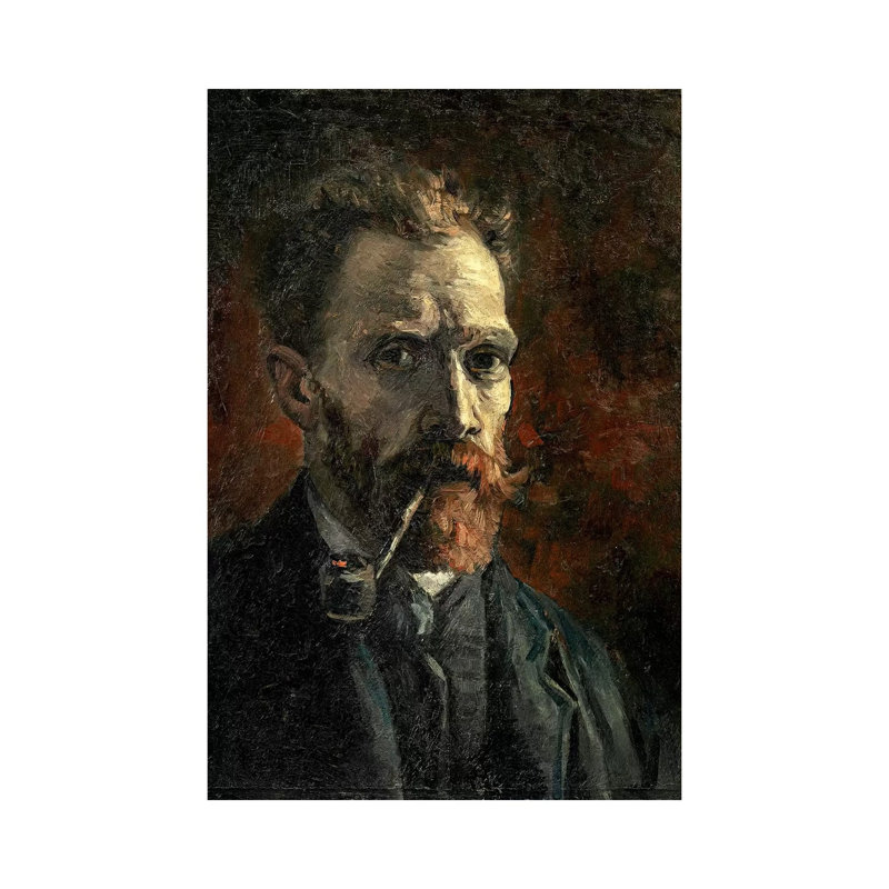 Self-Portrait with Pipe, 1887 by Vincent Van Gogh - 1 Piece Wrapped Canvas Painting, 20.32 cm H x 30.48 cm W