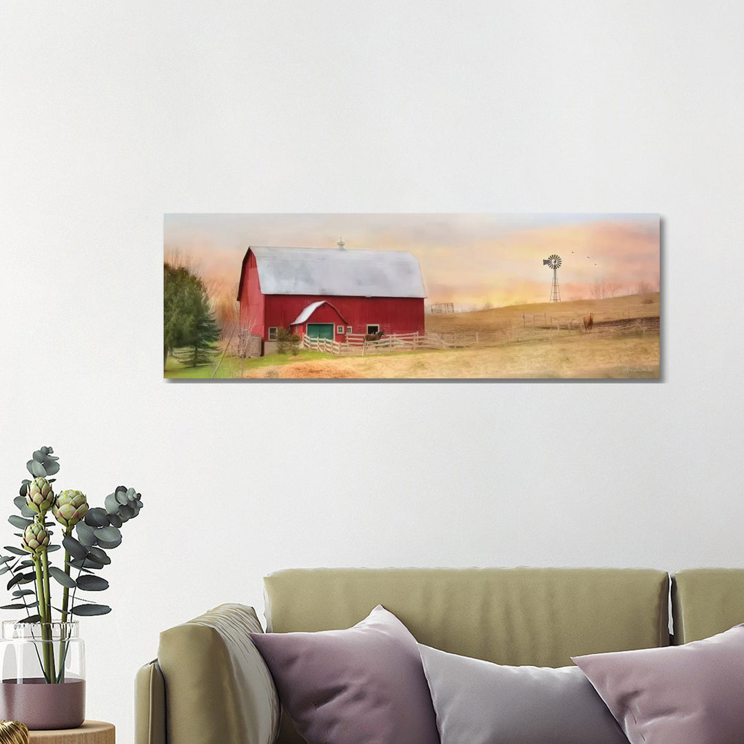 Horse Farm by Lori Deiter - Panoramic Graphic Art on Canvas