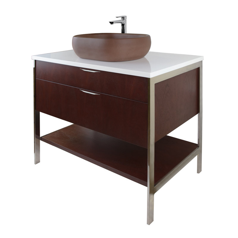 Newterra Handmade Oval Vessel Bathroom Sink, Terracotta