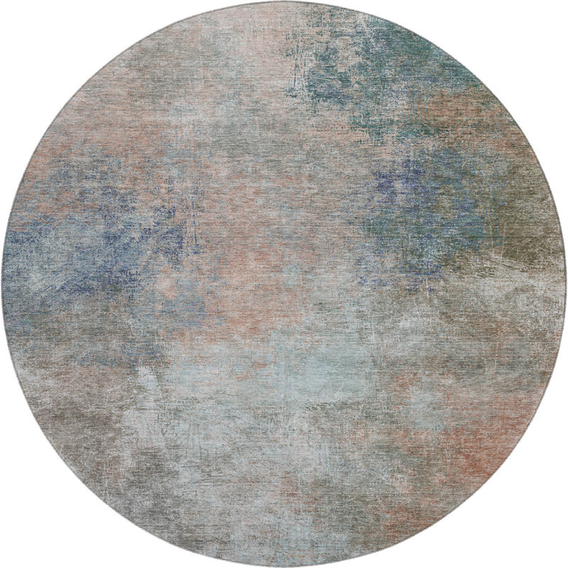 Premium Machine Washable Ariel Abstract Rug, Round 8'
