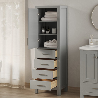 Amariani 20" W 65" H Solid Wood Linen Cabinet