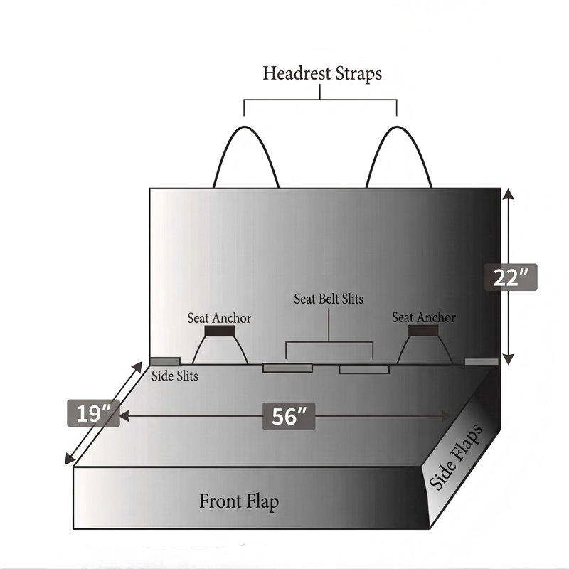 Bench-style seat protector barrier featuring waterproof construction, heavy-duty and slip-resistant canine seat cover with universal fit suitable for vehicles, trucks, and sport utility vehicles.