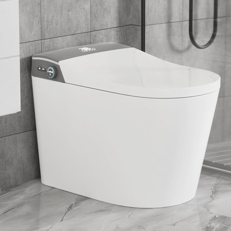Smart Bidet Toilet: Auto Open/Close, Heated Seat, Warm Air Drying, Foam Shield, Foam Shield Air Fresh, Foot Flush, White