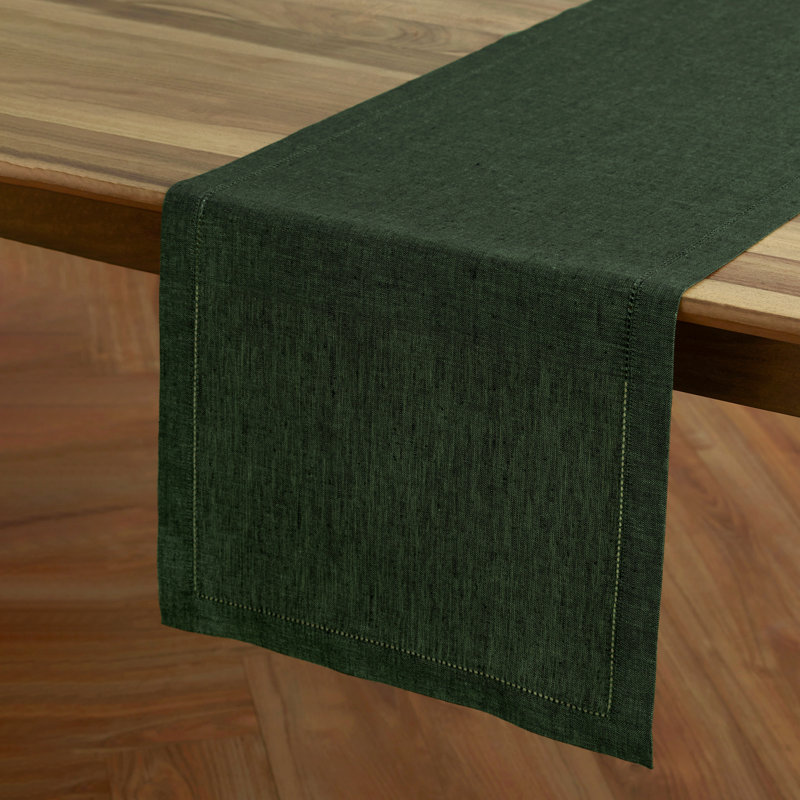 Milan - 100% Pure Linen Table Runner, Forest Green, 36" x 14"