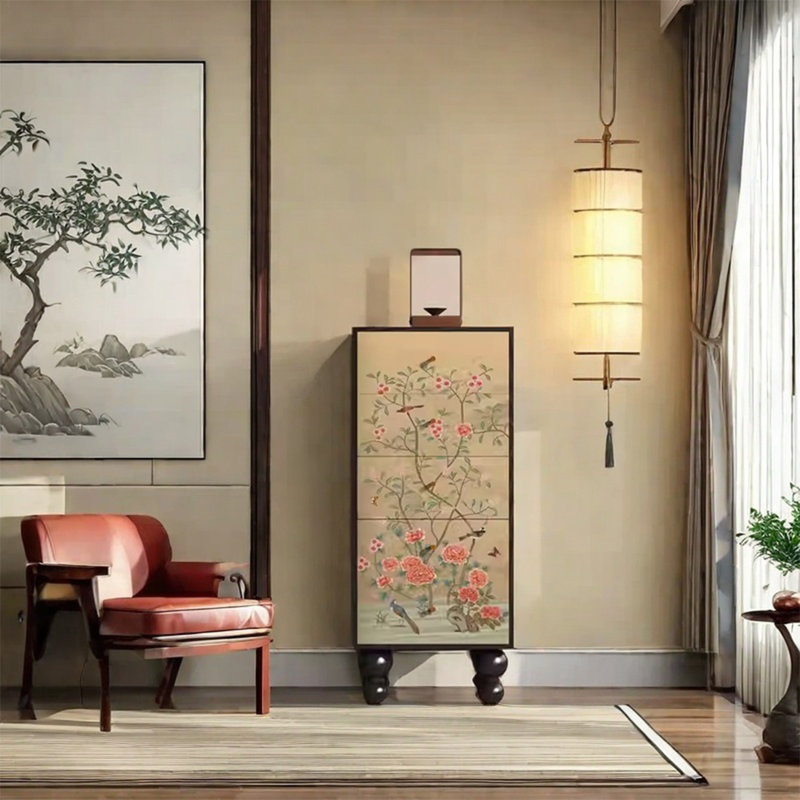 Armoire en bois de frêne massif avec capacité de rangement solide, Noir, noir, noir, noir