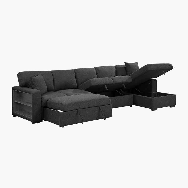 Canapé modulaire moderne et contemporain Meserve, Orienté à droite, Boucle Black