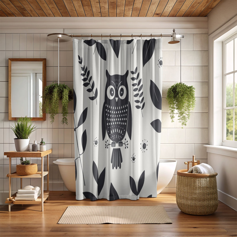 Fall Owl Art - rideau de douche standard 1 pièce, H 74 po x l 71 po