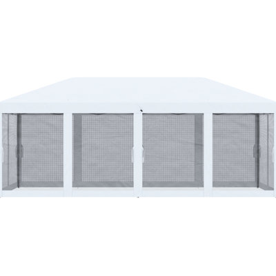 10' X 20' Pop Up Canopy Tent With Netting, Instant Sun Defence For Outdoor, Garden, Patio, Creamy White, Large Inner Capacity Refugee Cream