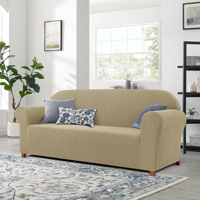 Box Cushion Loveseat Slipcover, Sand, 104cm H x 235cm W x 107cm D