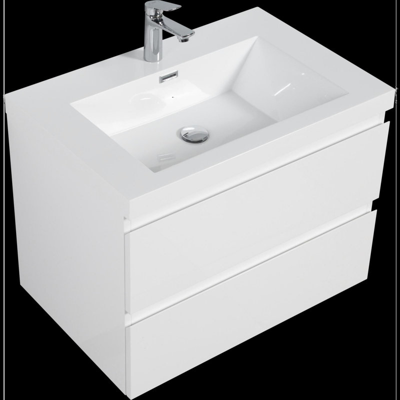 Meuble-lavabo mural moderne pour salle de bain, Blanc