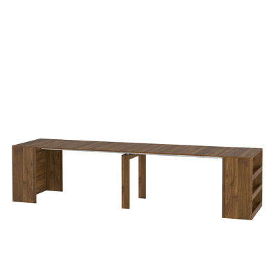 Extendable Foldable Dining Room Table for 1-10 People, Wood Multifunctional Rectangle Expandable Console Kitchen Living Meeting Room Furniture