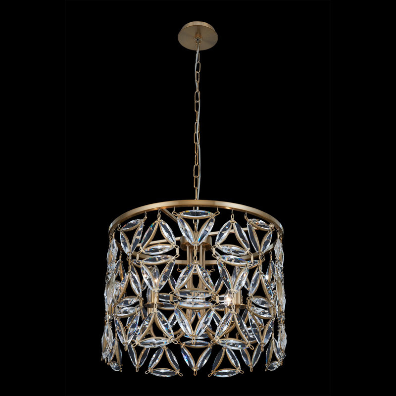 Triangulo 4 LT True Brass/Clear Pendant Allegri, 21" H x 22" W x 22" D