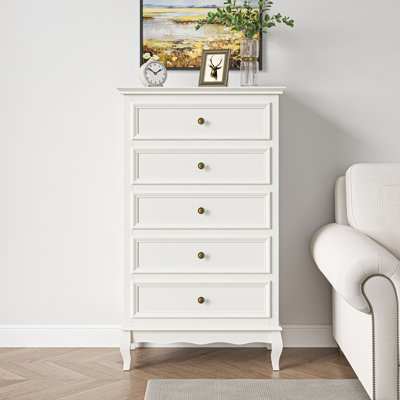 5 Drawer Dresser For Bedroom, Modern Storage Closet Cabinet Organizerwith Solid Wood Legs And Painted by Ebern Designs