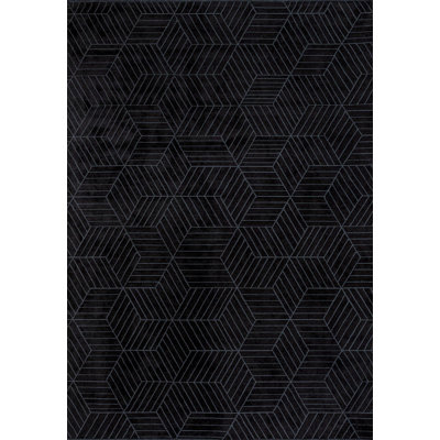 Rapture Geometric Shapes Area Rug in Black