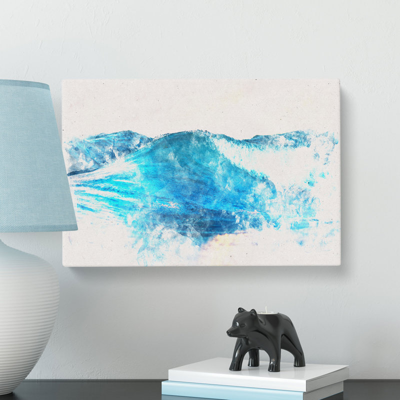 Rolling Ocean Waves Watercolour - Wrapped Canvas, 40cm H x 60cm W x 3cm D