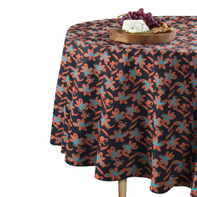 Chelesea Outlined Flowers Round Tablecloth