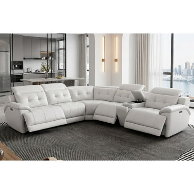 Canapé modulaire inclinable électrique 3 pièces avec appuis-tête réglables, console centrale, haut-parleurs à chargement sans fil et Bluetooth, canapé inclinable en cuir de qualité supérieure pour le salon et le cinéma maison