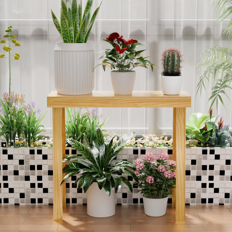 Nature Modern Console Table Solid Wood For Entryway Or Hallway Decor, Natural Wood, 31.59" H  x 35.49" W x 11.89" D