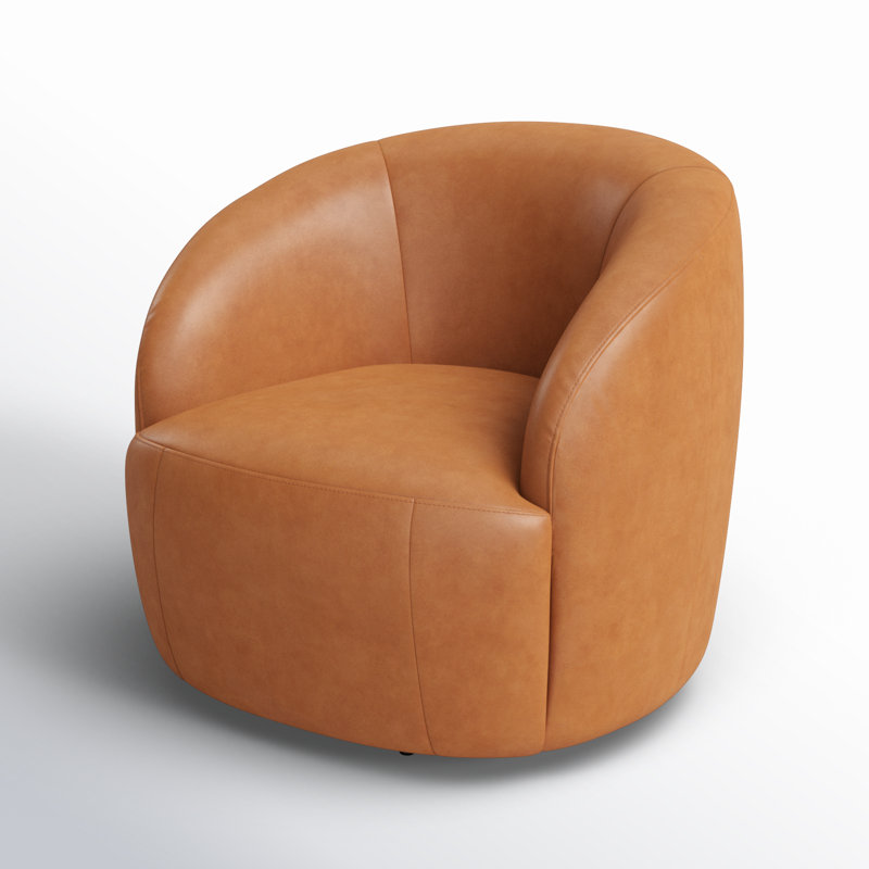 Alma Genuine Italian Leather Swivel Lounge Chair in Bourbon Tan