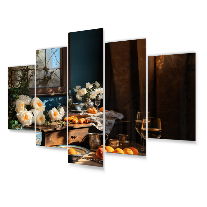 Ensemble de salon d'art mural en métal Still Life Floral Serenity V