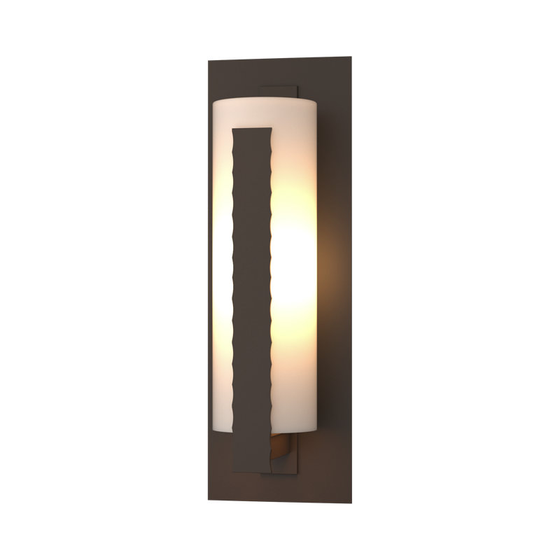 Forged Vertical Bar 1 - Bulb Outdoor Flush Mount, Opal, Natural lron, 15" H X 5"  W X 4.1" D