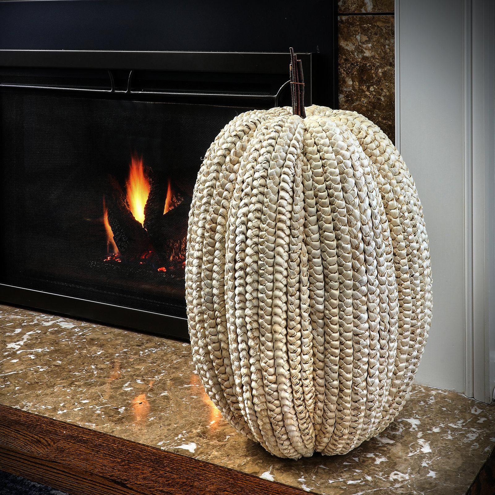 Basket Weave Pumpkin Holiday Accent, 28" H x 19" W x 19" D, Orange