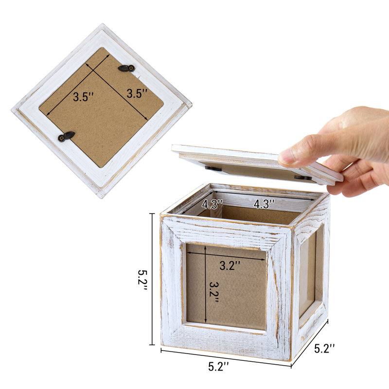 Modern Farmhouse Decor Photo Cube Display Box