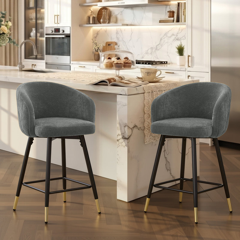 Tabouret de bar et de comptoir pivotant et rembourré de 66 cm (26 po) avec cadre en métal, supporte jusqu'à 159 kg (350 lb)