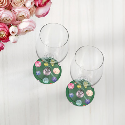 Sous-verres ronds en cuir Jewel Green Vegan