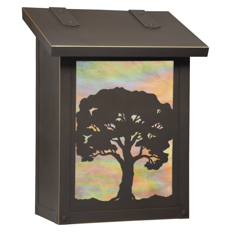 Boîte aux lettres murale verical chêne tree, Or irisé, Bronze architectural