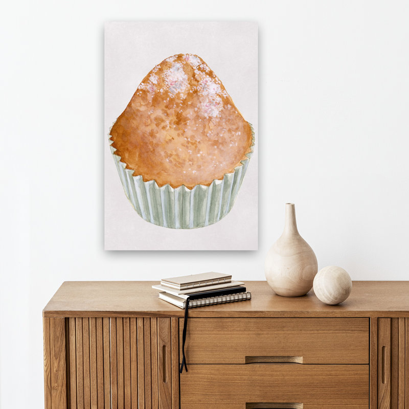 «Sweet Watercolor Cupcake», art mural contemporain, 18" H x 12" W