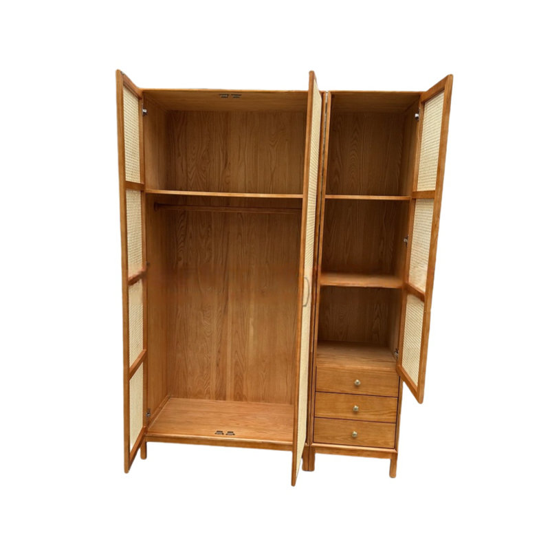 Armoire simple en rotin tissé, Cerisier