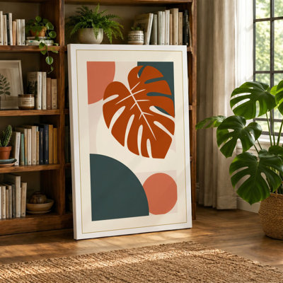 Monstera Geometry Mid-Century - Wrapped Canvas