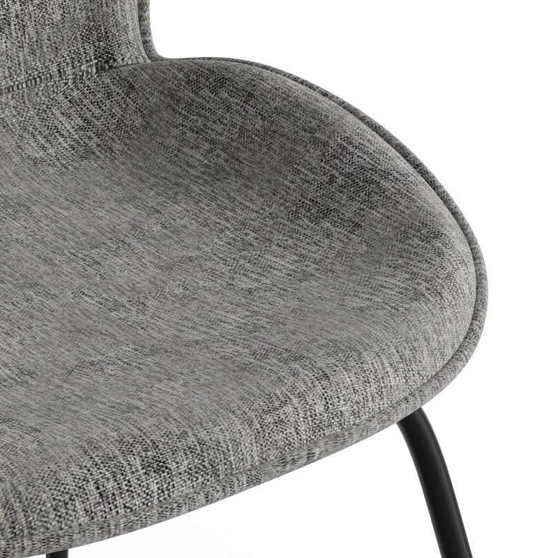 Chaise d'appoint rembourrée Hatfield, Tissu à tressage panier gris clair, Noir