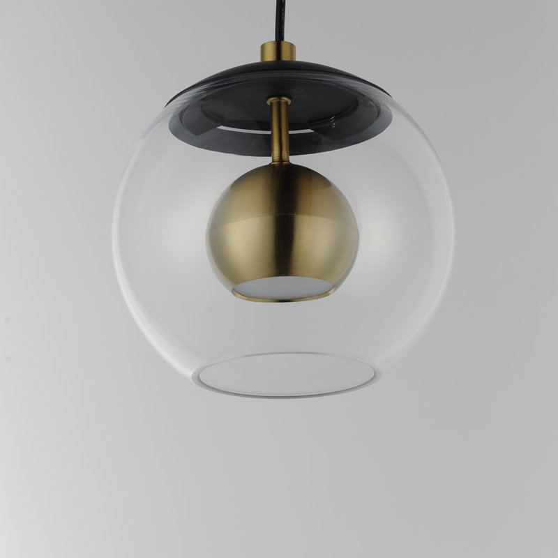 Artigoran 1 - Light Black/Natural Aged Brass LED Single Pendant, 7.75" H x 7" W x 7" D